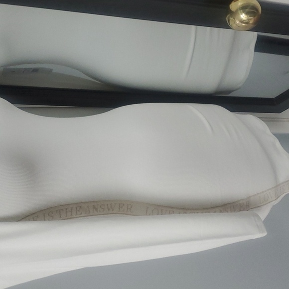 NWT SPIRITUAL GANGSTER WHITE RIBBED LOVE IS THE ANSWER BODYCON LONG SLEEVES XL&S - Picture 9 of 15